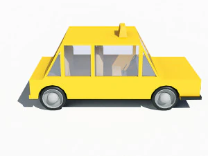 cartoon low poly taxi car 3D Model