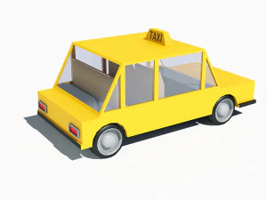 cartoon low poly taxi car 3D Model