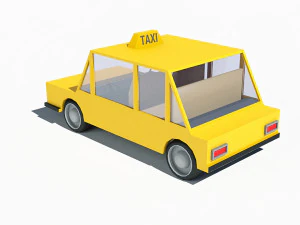 cartoon low poly taxi car 3D Model