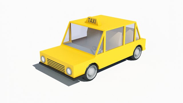 cartoon low poly taxi car 3D 모델 .c4d .max .obj .3ds .fbx .stl .blend 