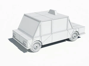 cartoon low poly taxi car 3D Model