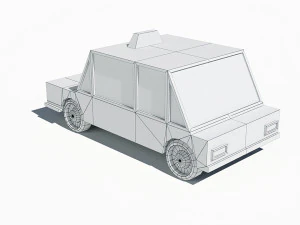 cartoon low poly taxi car 3D Model