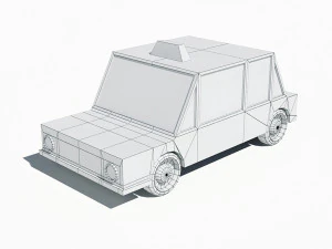 cartoon low poly taxi car 3D Model