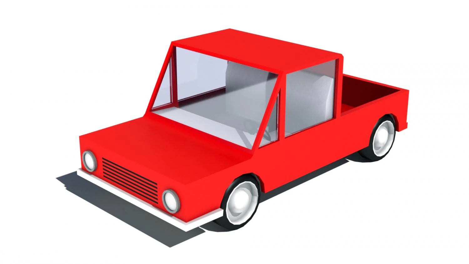 cartoon low poly pickup car 3D Model .c4d .max .obj .3ds .fbx .stl .blend 