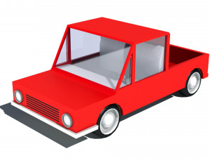 cartoon low poly pickup car 3D 模型