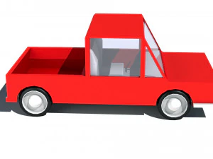 cartoon low poly pickup car 3D Model