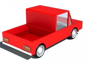 cartoon low poly pickup car 3D Model