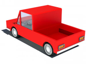 cartoon low poly pickup car 3D Model
