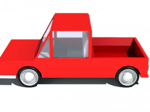 cartoon low poly pickup car 3D Model
