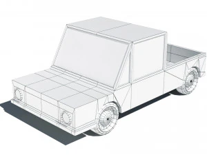 cartoon low poly pickup car 3D Model