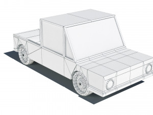 cartoon low poly pickup car 3D मॉडल