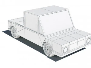 cartoon low poly pickup car 3D Model