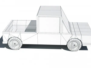 cartoon low poly pickup car 3D Model