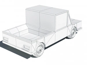 cartoon low poly pickup car 3D Model