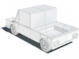 cartoon low poly pickup car 3D Model
