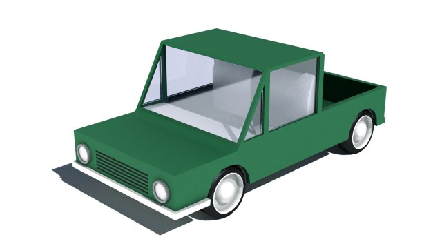 cartoon low poly pickup car 3D Модель .c4d .max .obj .3ds .fbx .stl .blend 