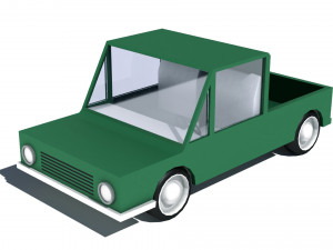 cartoon low poly pickup car 3D 模型