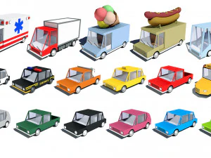 pacote de carro de desenho animado Modelo 3D