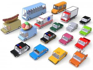 cartoon car pack 3D Model