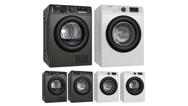 Samsung Washing Machine and Dryer - DV80TA020AX 3D मॉडल .c4d .max .obj .3ds .fbx .stl .blend 