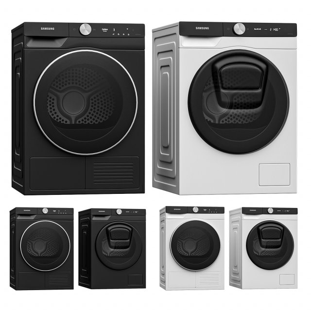 WASHING MACHINE AND DRYER - SAMSUNG DV90T8240SE - SAMSUNG WD12T754DBN 3D-Modell .c4d .max .obj .3ds .fbx .stl .blend 