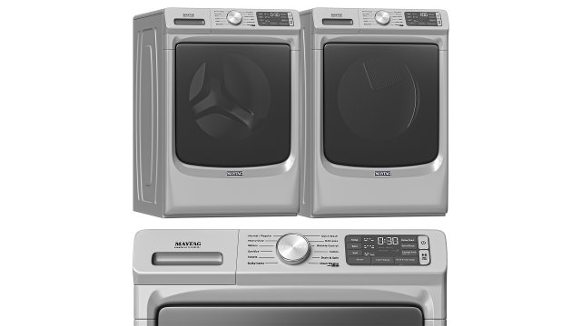 Maytag Washing Machine And Dryer- MHW6630HC - MED6630HC Modello 3D .c4d .max .obj .3ds .fbx .stl .blend 