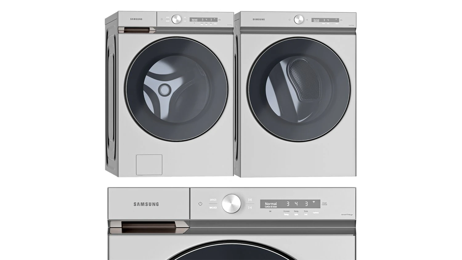 Samsung Washing Machines and Dryer- WF53BB8700ATUS - DVE53BB8700TA3 3D Model .c4d .max .obj .3ds .fbx .stl .blend 