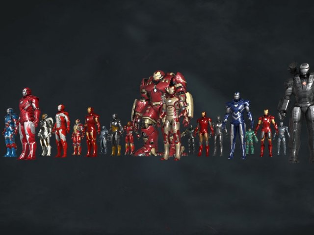 iron man collection of 19 robot models Modelo 3D .c4d .max .obj .3ds .fbx .stl .blend 