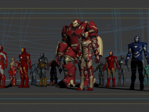 iron man collection of 19 robot models Modelo 3D