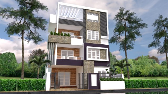 modern residential building 3D Model .c4d .max .obj .3ds .fbx .stl .blend 