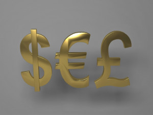 european currencies-dollar-euro-gbp package logo emblem 3D Модель