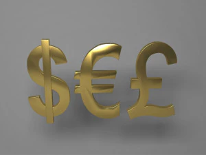 european currencies-dollar-euro-gbp package logo emblem 3D Model