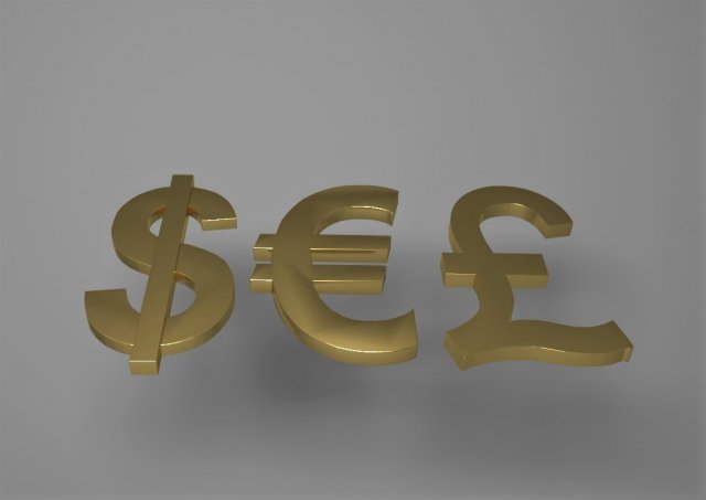 european currencies-dollar-euro-gbp package logo emblem 3D Модель .c4d .max .obj .3ds .fbx .stl .blend 