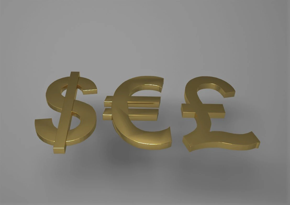 european currencies-dollar-euro-gbp package logo emblem 3D Model .c4d .max .obj .3ds .fbx .stl .blend 