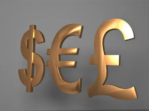 european currencies-dollar-euro-gbp package logo emblem 3D Model