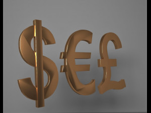 european currencies-dollar-euro-gbp package logo emblem 3D Модель