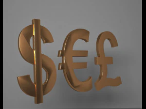 european currencies-dollar-euro-gbp package logo emblem 3D Model