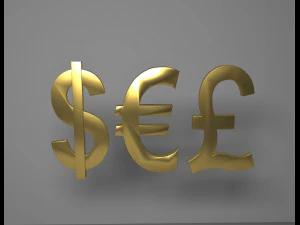 european currencies-dollar-euro-gbp package logo emblem 3D Model