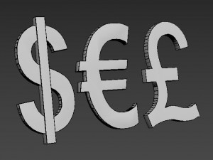 european currencies-dollar-euro-gbp package logo emblem 3D Модель