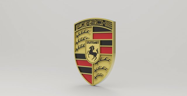 Porsche logo emblem- Porsche 3d logo emblem 3D Model .c4d .max .obj .3ds .fbx .stl .blend 