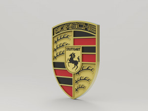 Porsche logo emblem- Porsche 3d logo emblem 3D Model