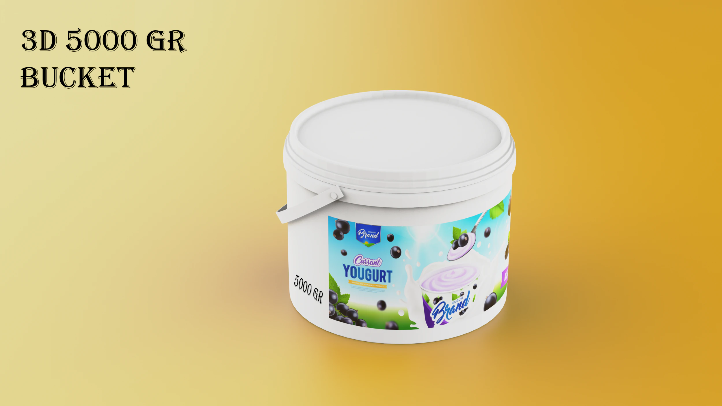 Yogurt Bottle 5000 gr -Plastic Bucket yogurt -Empty Bottle 3D Model .c4d .max .obj .3ds .fbx .stl .blend 