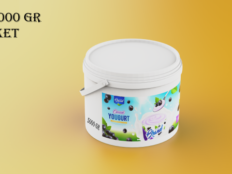 Yogurt Bottle 5000 gr -Plastic Bucket yogurt -Empty Bottle 3D Model