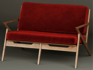 modern velvet furniture set Model 3D