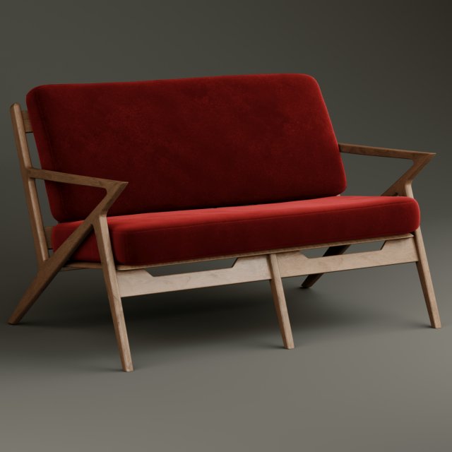 modern velvet furniture 2 person 01 3Dモデル .c4d .max .obj .3ds .fbx .stl .blend
