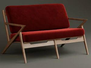 modern fluwelen meubel 2 persoons 01 3D Model