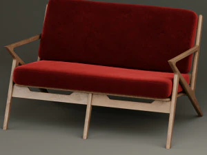 modern velvet furniture 2 person 01 3D Model