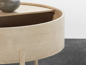ronde salontafel met opbergruimte onafgewerkt hout 3 poten 3D Model