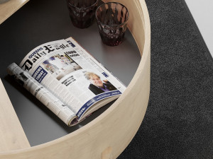 round coffee table with storage unfinished wood 3 legs Modelo 3D