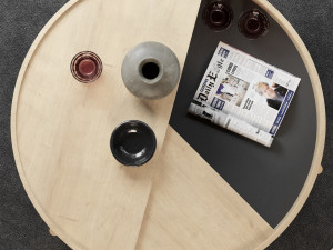 round coffee table with storage unfinished wood 3 legs 3D Model